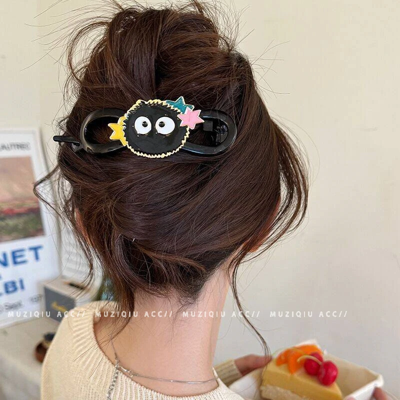 木子秋可爱精灵~黑色小煤球盘发扭扭夹ins高级感气质时尚网红发夹