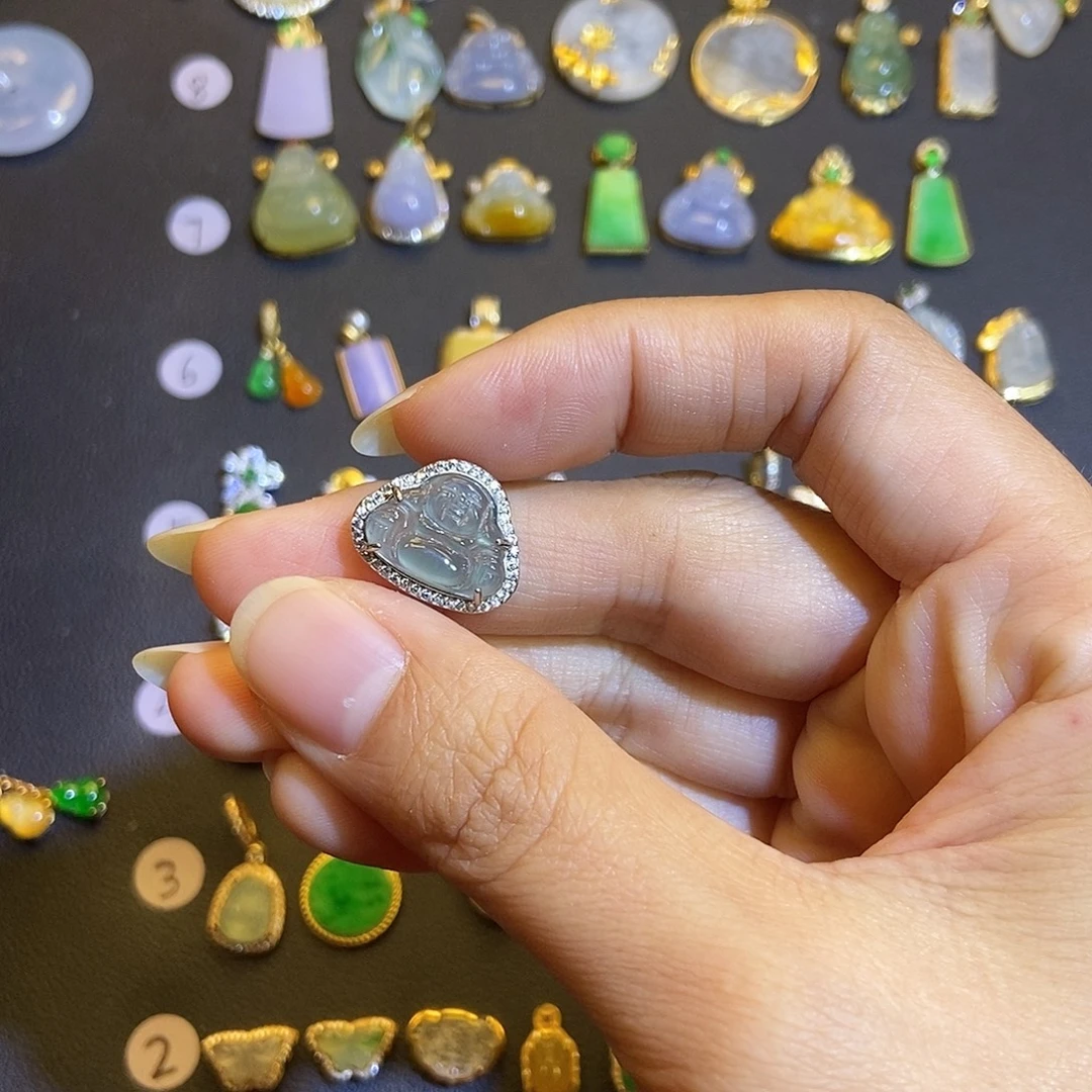 翡翠银S925镶嵌吊坠(不含链)