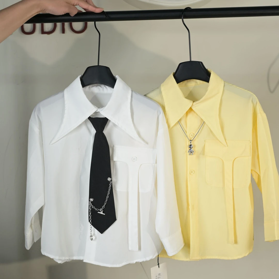 《小石头剪刀布》2025春季新款韩版儿童设计款衬衫{无领带}-1083