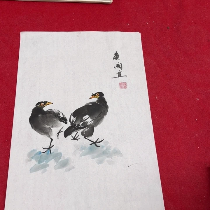 国画花鸟等多种鸟类的栖息