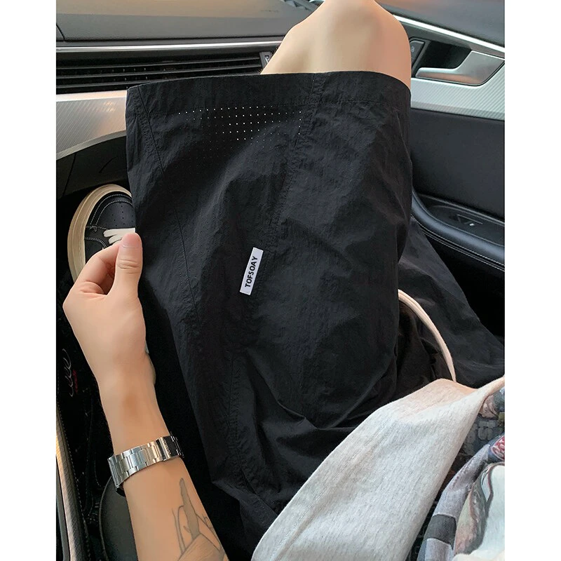 美式网眼速干短裤男夏季薄款男士沙滩裤宽松休闲篮球运动五分裤子