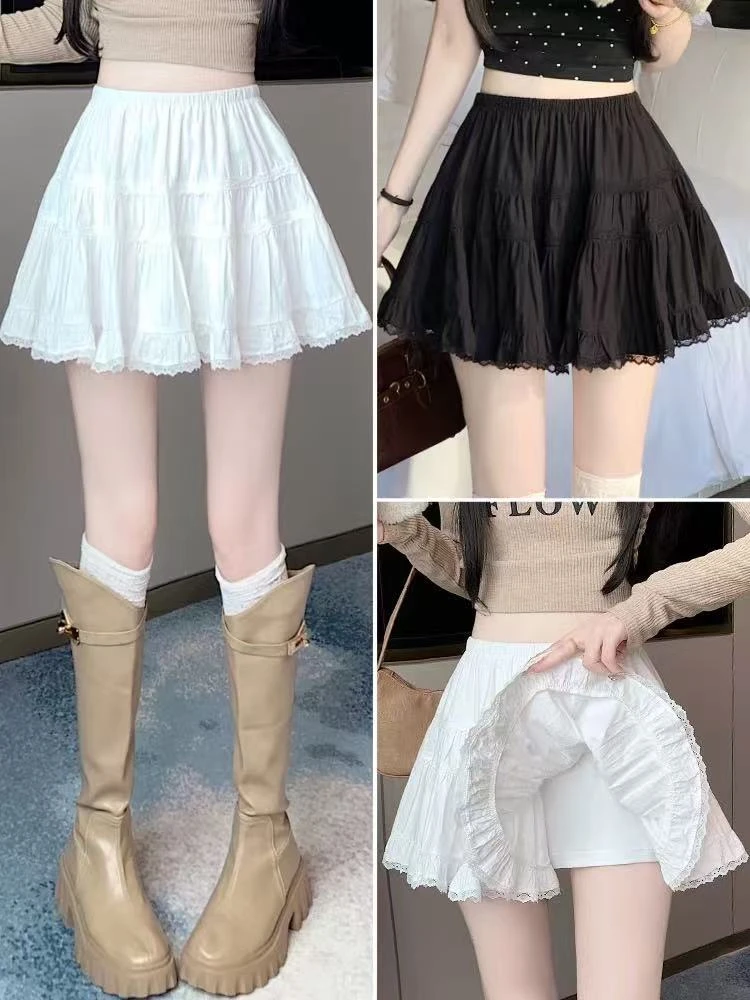 LL琳大码甜美蕾丝边蛋糕裙女2025春新款松紧腰显瘦A字蓬蓬短裙888