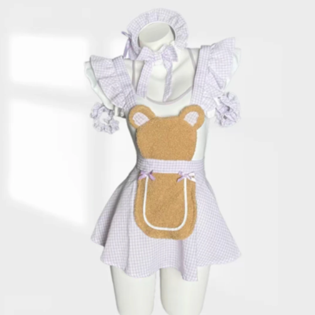“小熊厨娘”日系纯欲风甜美可爱荷叶边小厨娘女仆套装