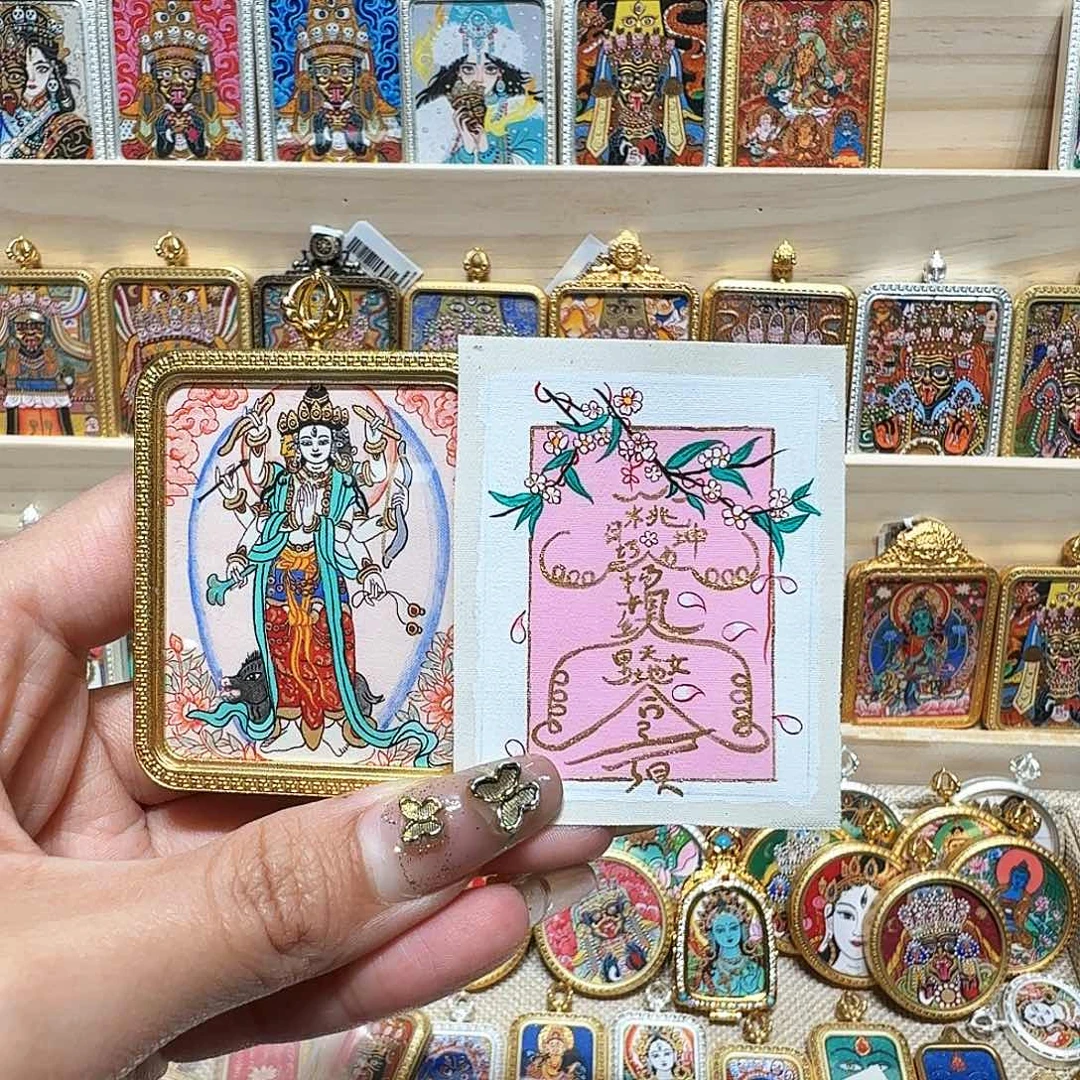 吊坠热贡纯手绘唐卡非遗文化