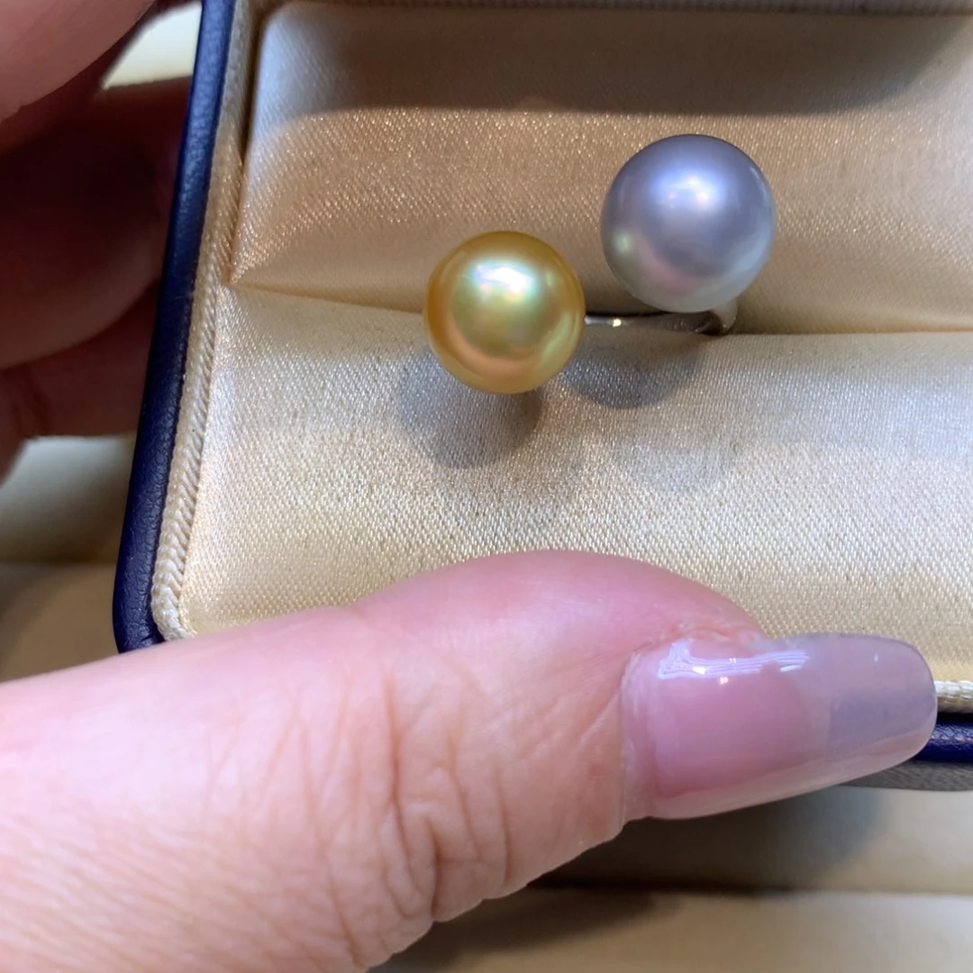 银S925镶嵌戒指海水珍珠