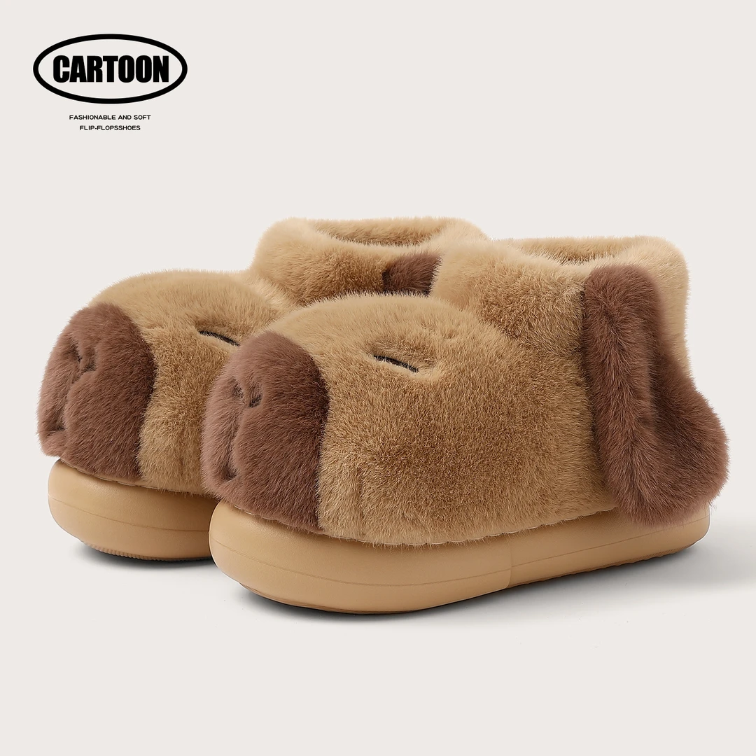 卡皮巴拉亲子棉鞋冬季2025新款外穿时尚厚底防滑显瘦增高雪地靴女