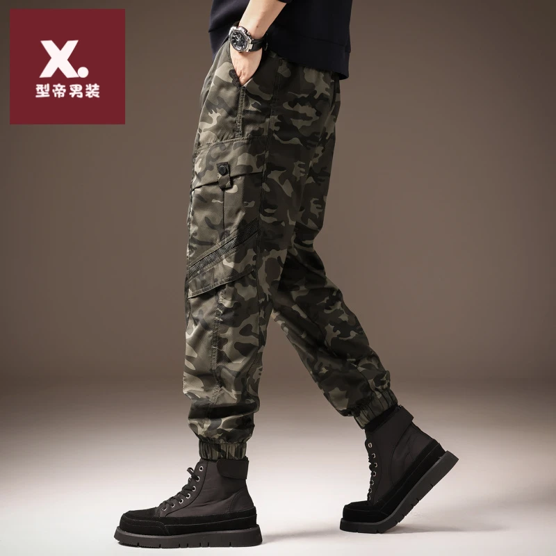 高端美式户外迷彩工装裤子男2025秋季新款宽松直筒战术冲锋休闲裤