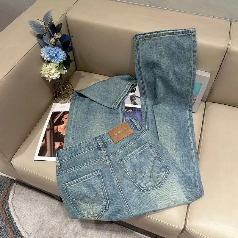【现货+送腰带】夏款上新牛仔裤女2025夏季百搭显瘦窄版阔腿裤