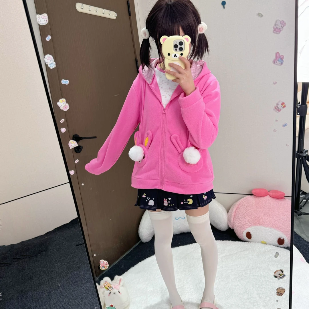 【直播专享】摇粒绒外套mp复刻厚兔子刺绣粉色软妹服萌秋冬连帽