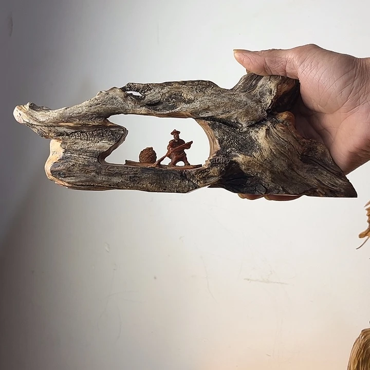 香榧木崖柏木雕摆件