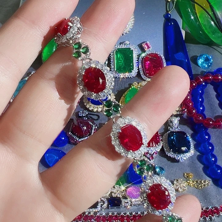 钨金红色蓝色满钻镶嵌