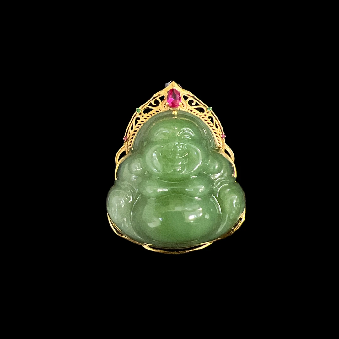 4227-碧玉吊坠18K孤品.