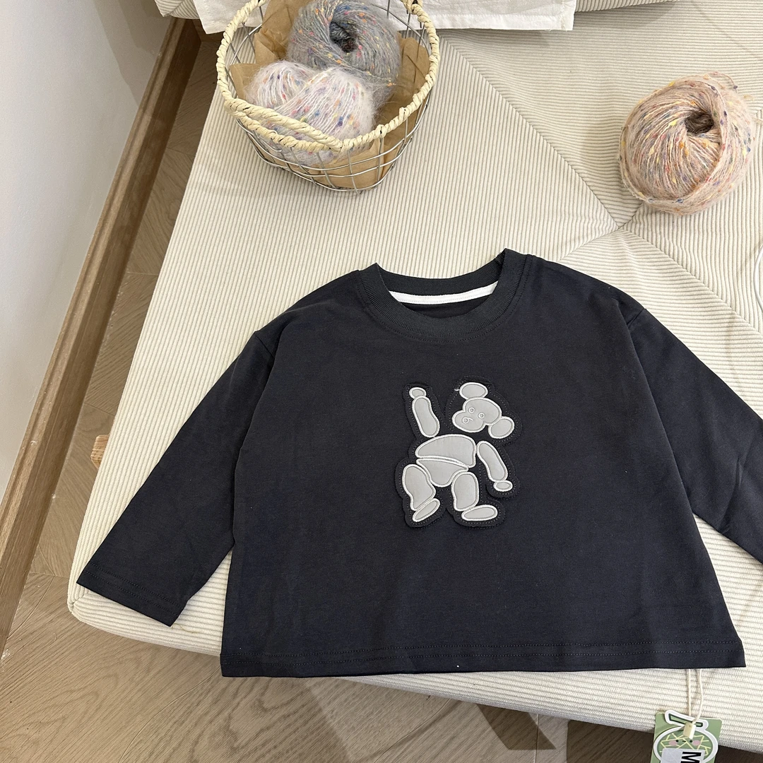 HC007-儿童卡通印花小熊洋气长袖打底衫春季新款男童打底T恤