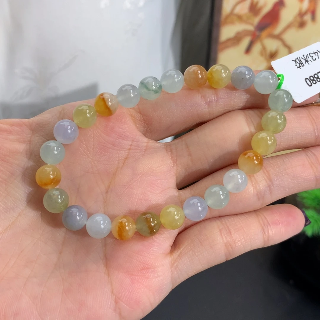 翡翠未镶嵌手串卡7冰胶多宝手串