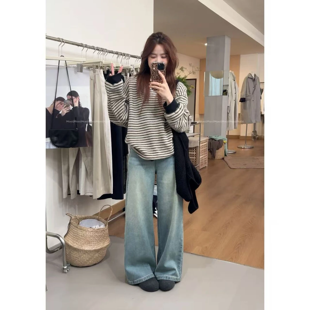 【mooi】'条纹序曲'秋冬新款韩版ins风小众设计感卫衣