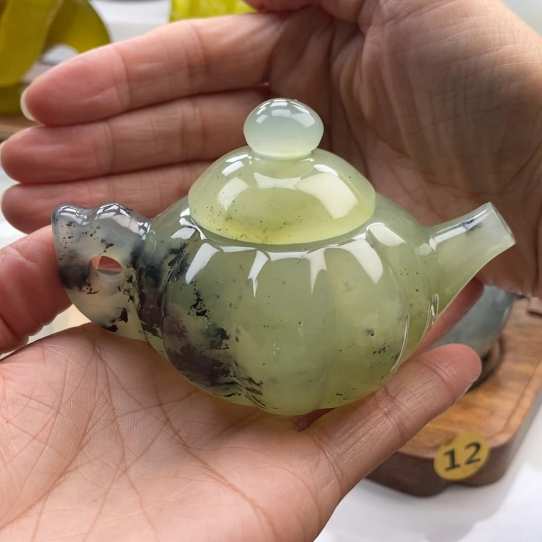 岫玉未镶嵌四大名玉手把壶