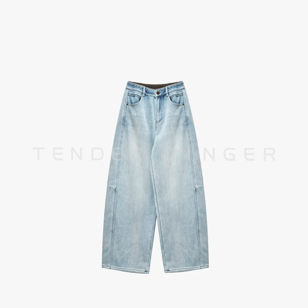 Tender Jinger｜设计感显瘦加绒弯刀牛仔裤T54MBY50669