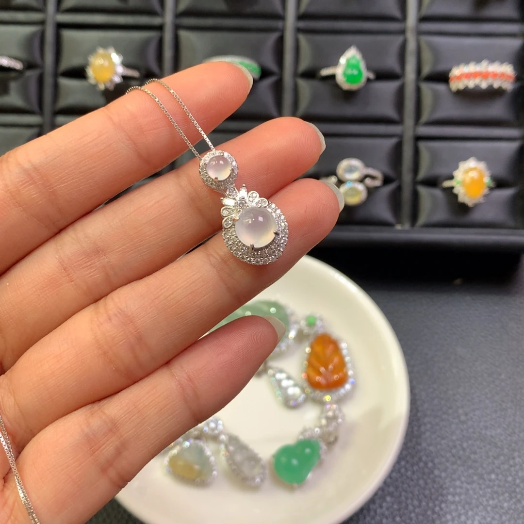 翡翠银S925镶嵌颈饰