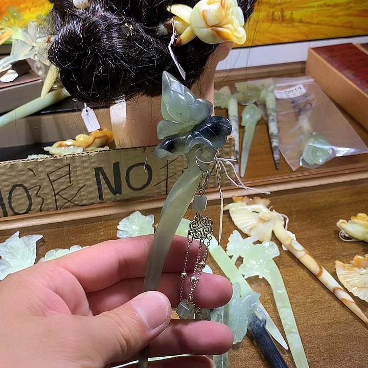 蛇纹石玉合金发饰