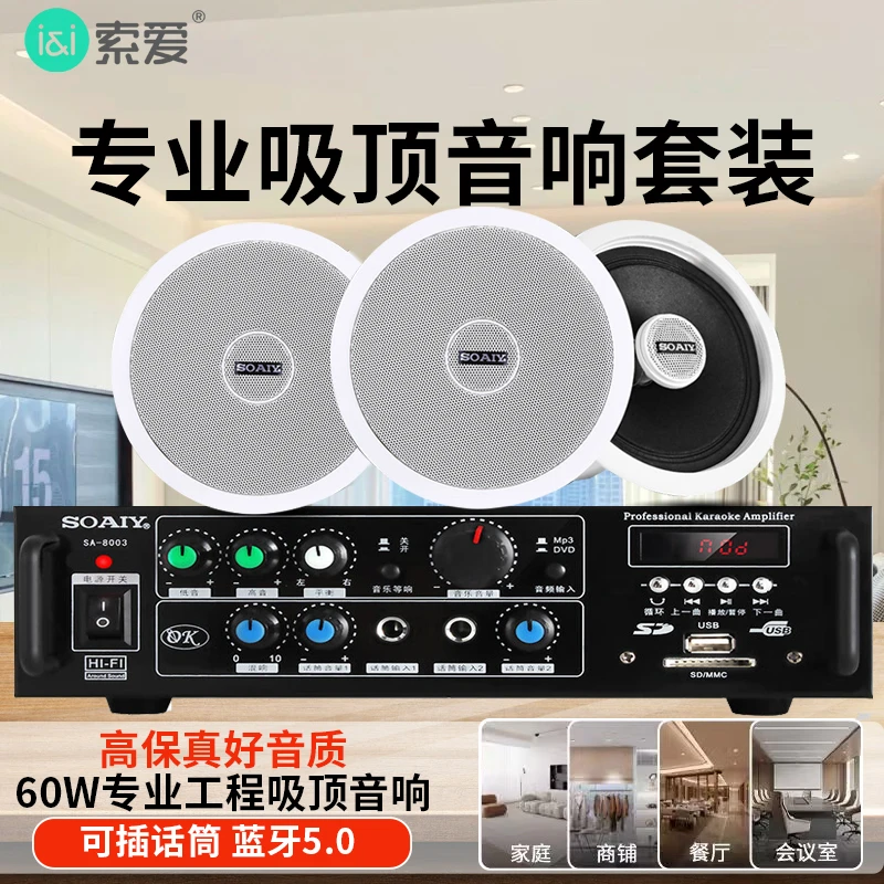 索爱吸顶音响2.0家庭影院店铺客厅专用环绕立体声专业同轴4.0音箱