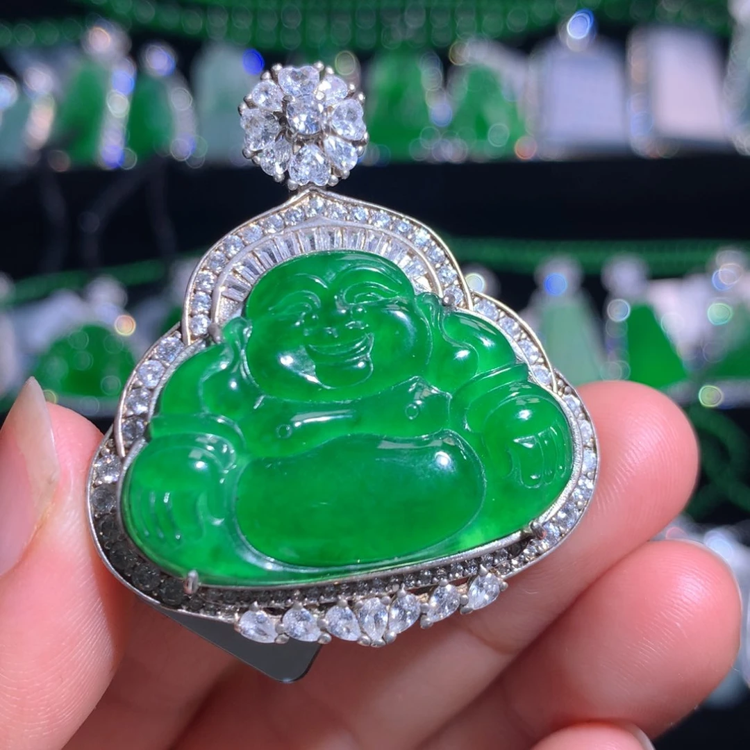 【闪购商品】翡翠银S925镶嵌颈饰天然翡翠