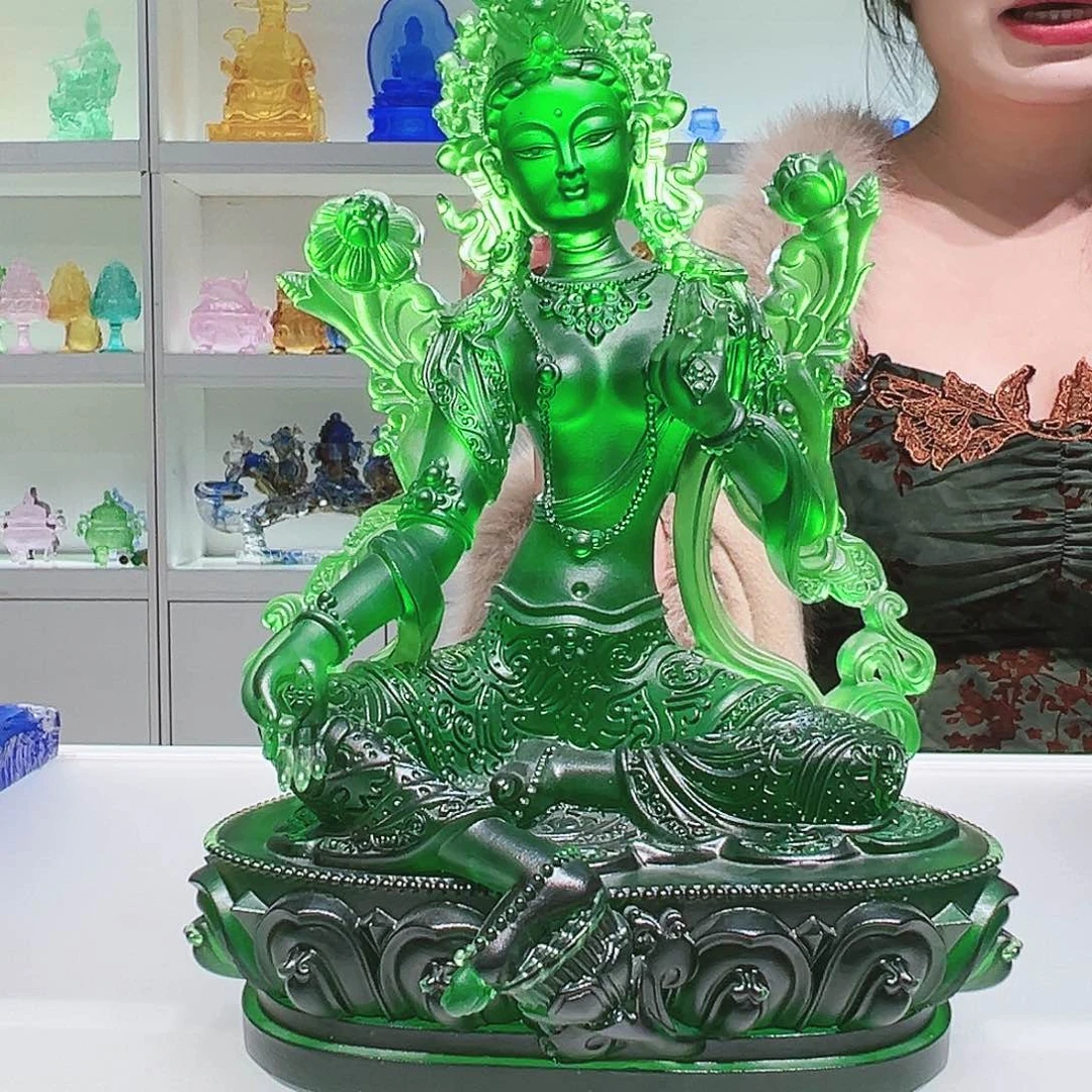 【闪购商品】手工艺品琉璃郭**?绿度母 31cm