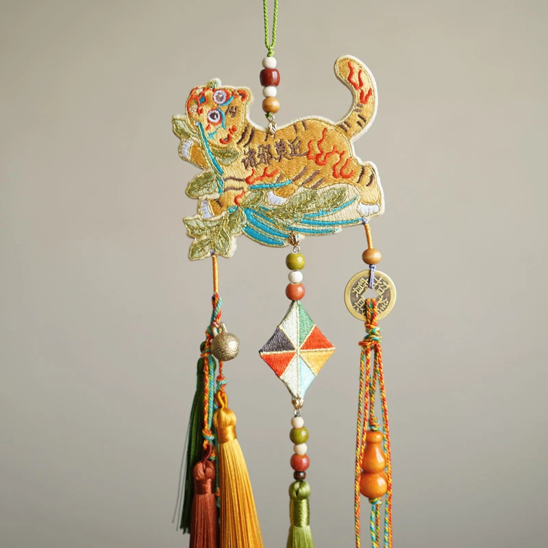 云深雾浅 民俗艾虎 原创双面刺绣端午节百毒不侵挂件汉服禁步配饰