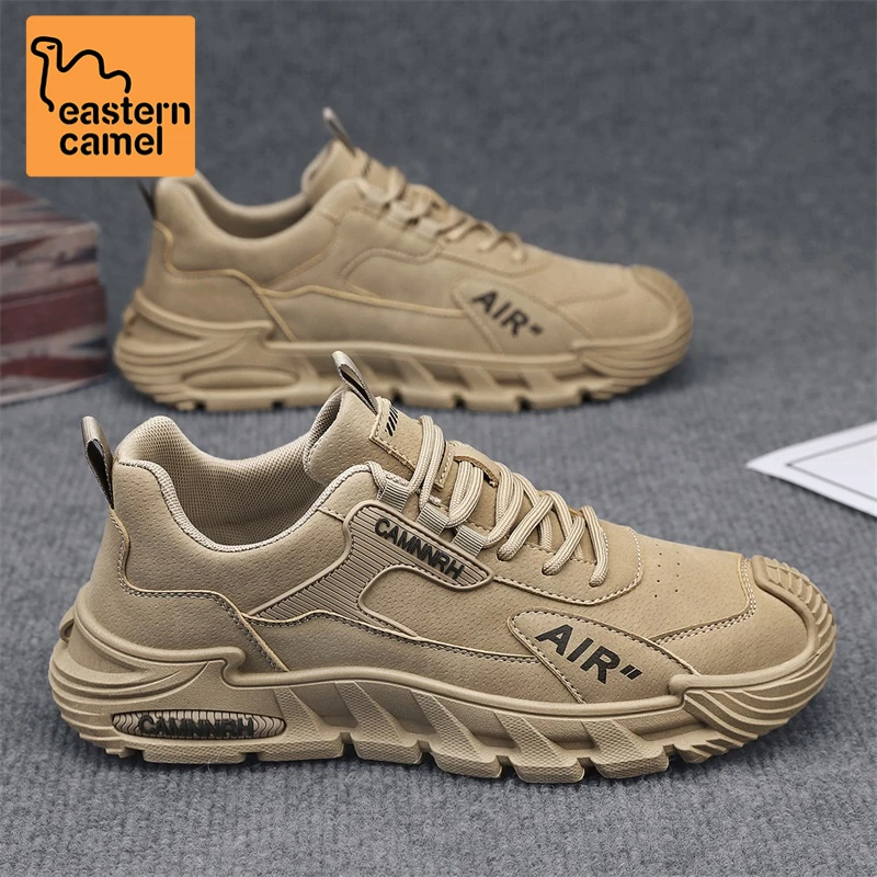 东方骆驼男鞋2025夏季复古耐磨防滑工装鞋厚底潮牌增高运动劳保鞋
