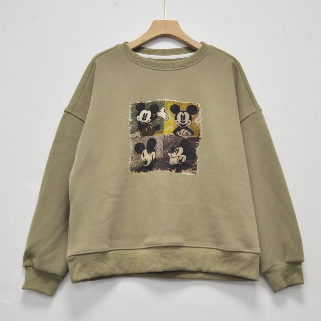 圆领长袖卡通米奇T恤 时尚休闲百搭宽松厚款卫衣