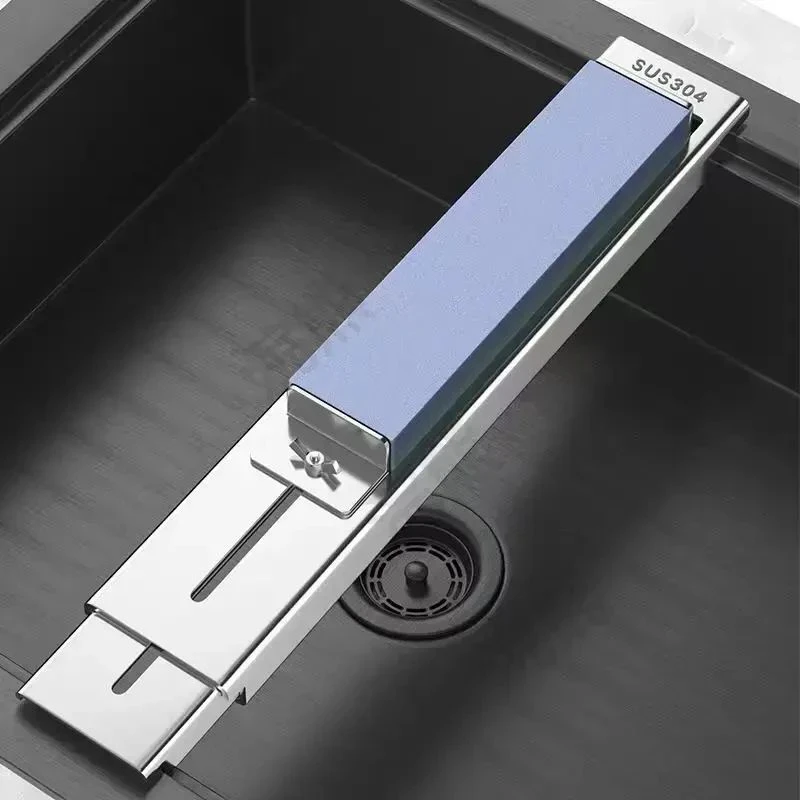 新款磨刀架家用水槽磨石固定架砂石浆石双面油石加厚底座神器