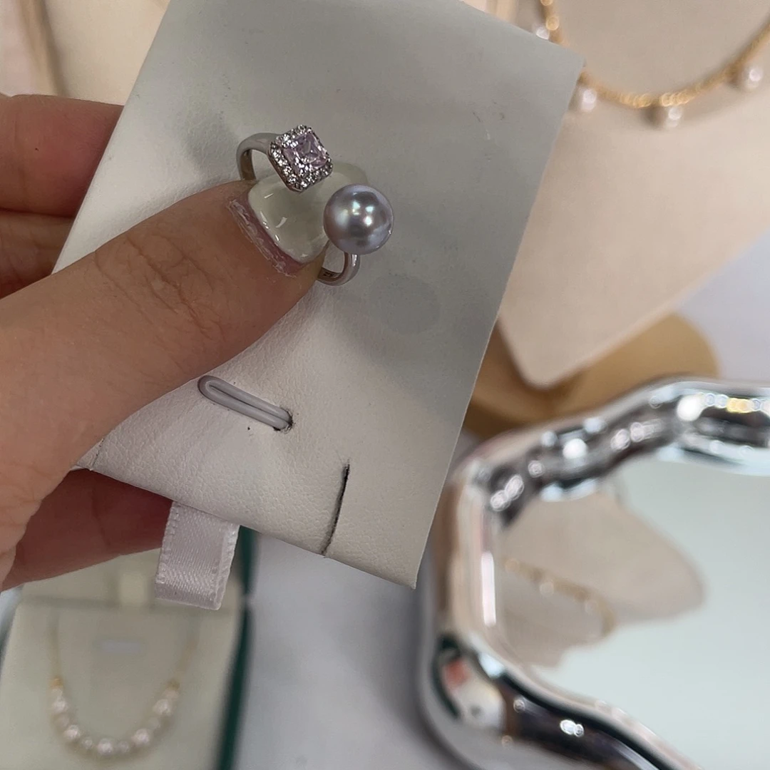 银S925镶嵌戒指淡水珍珠