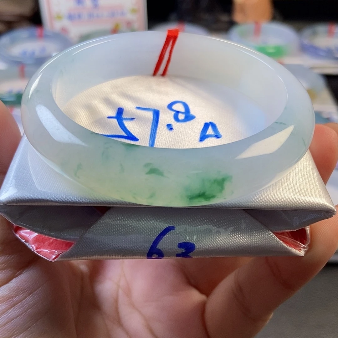 翡翠未镶嵌手镯24冰飘花