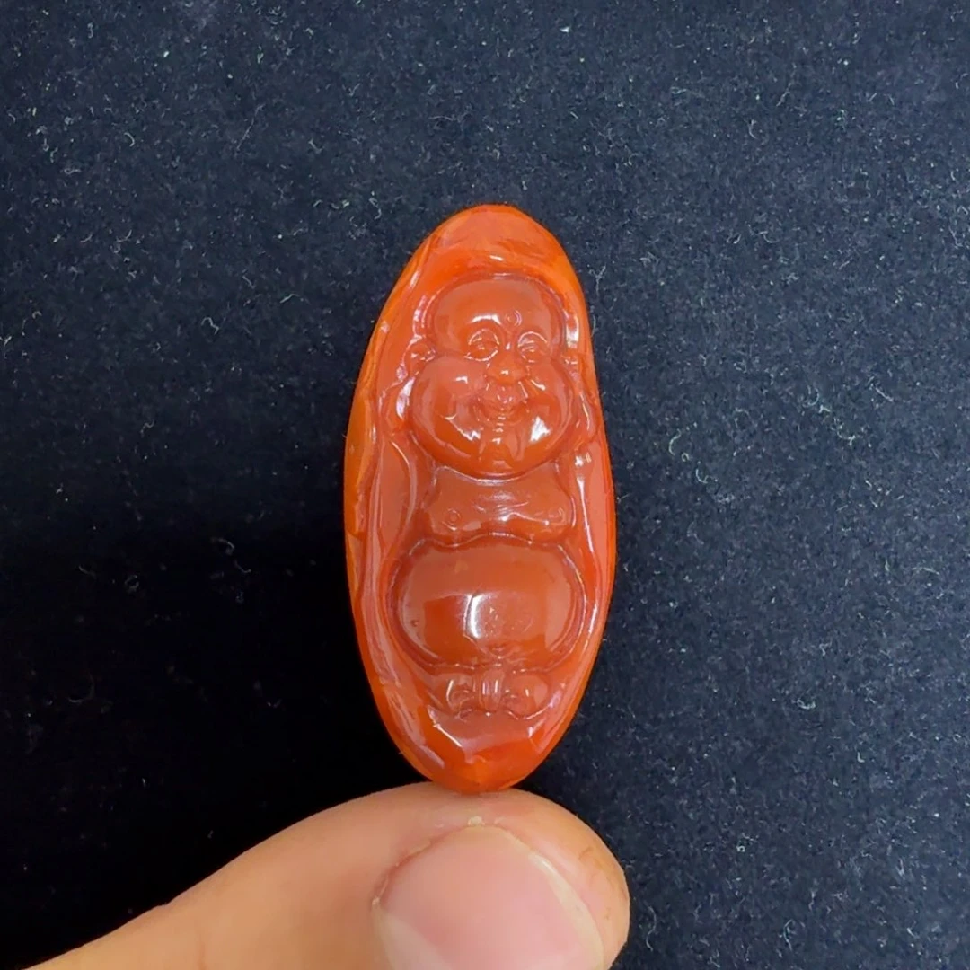 未镶嵌川料瓦西满色满肉柿子红吊坠南红玛瑙18.1g