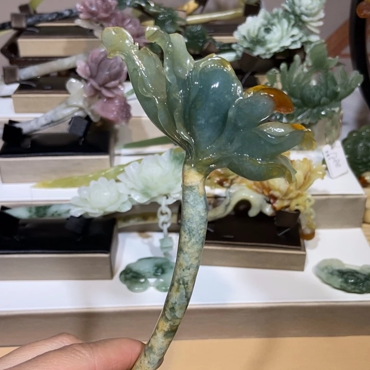 蛇纹石玉发饰未镶嵌小****