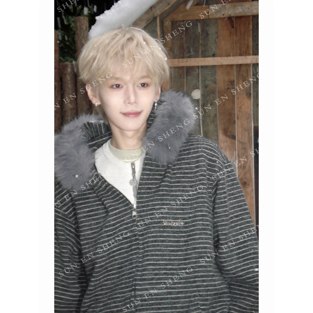 孙恩盛【冬日必入】条纹男女秋冬休闲宽松情侣拉链帽衫毛领开衫外套