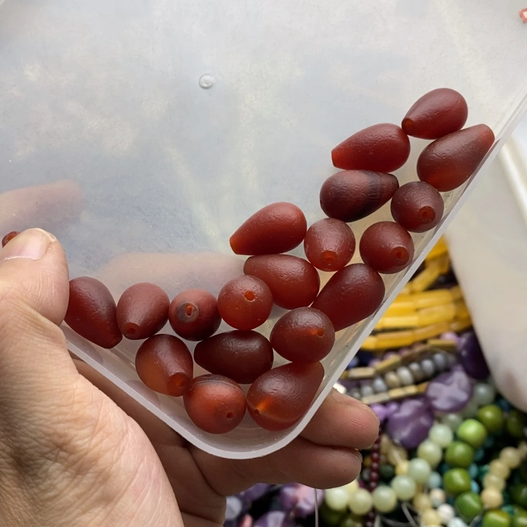 玛瑙/玉髓未镶嵌珠宝半成品两个天然12×18橘皮玛瑙水滴F22