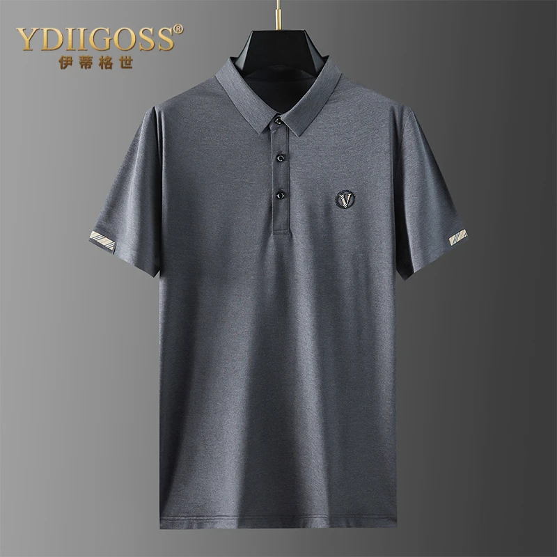 YDIIGOSS丝滑冰丝短袖POLO衫男翻领半袖透气速干上衣夏季休闲