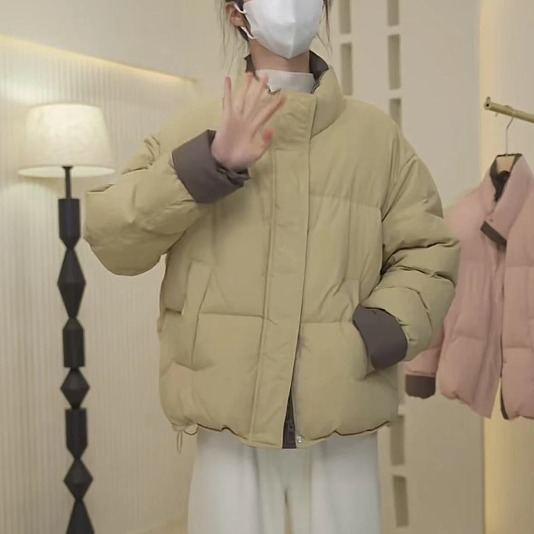 初冬时尚小个子韩版撞色减龄羽绒服 琳晖1