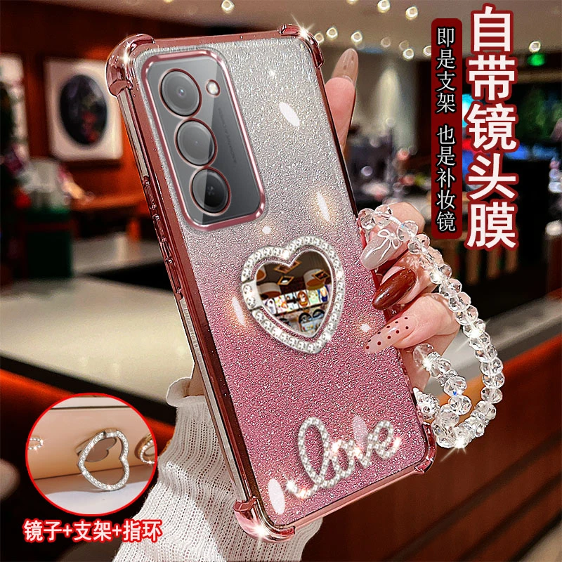适用红米note15R手机壳气囊镶钻指环支架防摔套镜头全包软边高透