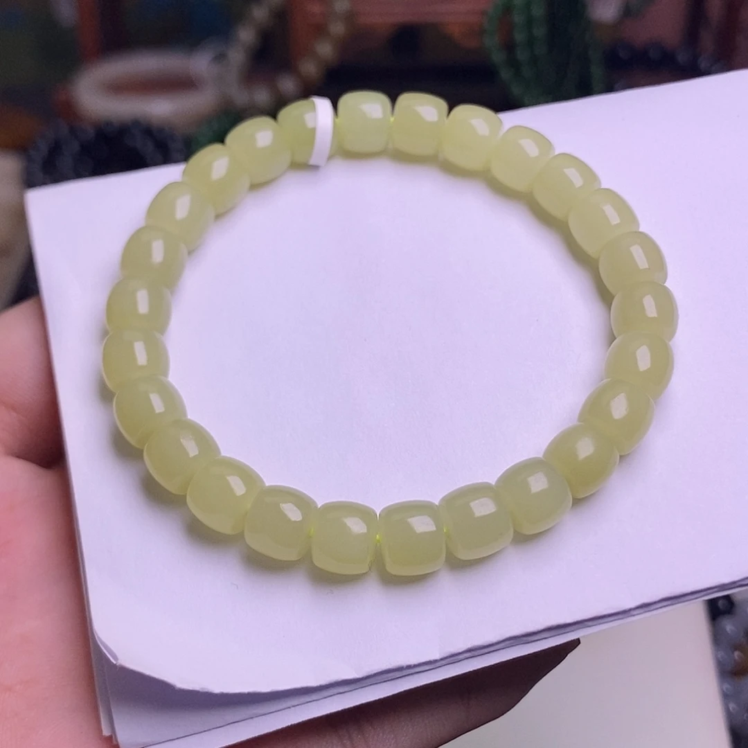 和田玉未镶嵌颈饰黄口老矿料直切手串8mm