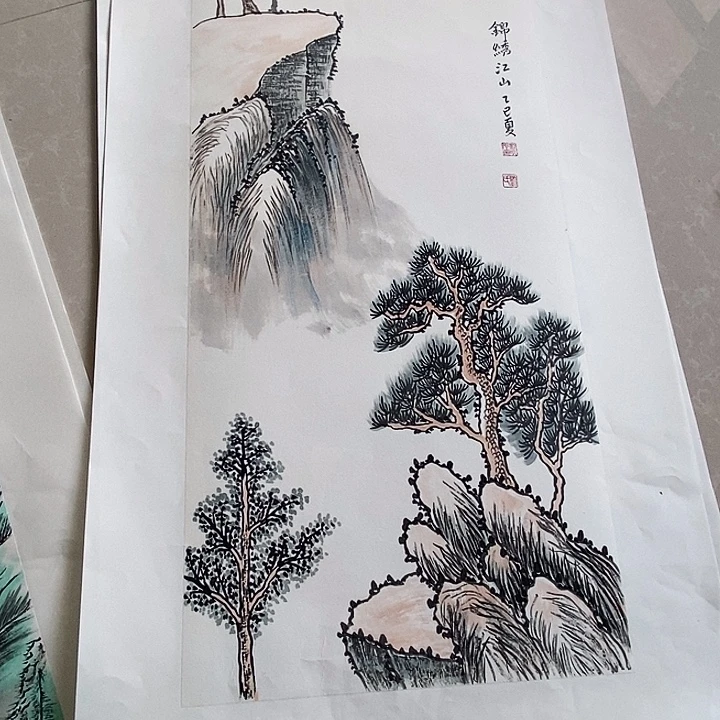 国画四尺四开手绘山水