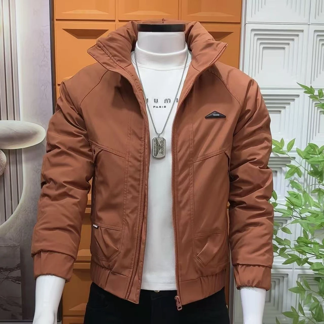 男士冬款棉服外套简约大气高级修身立领保暖棉服上衣休闲百搭棉袄