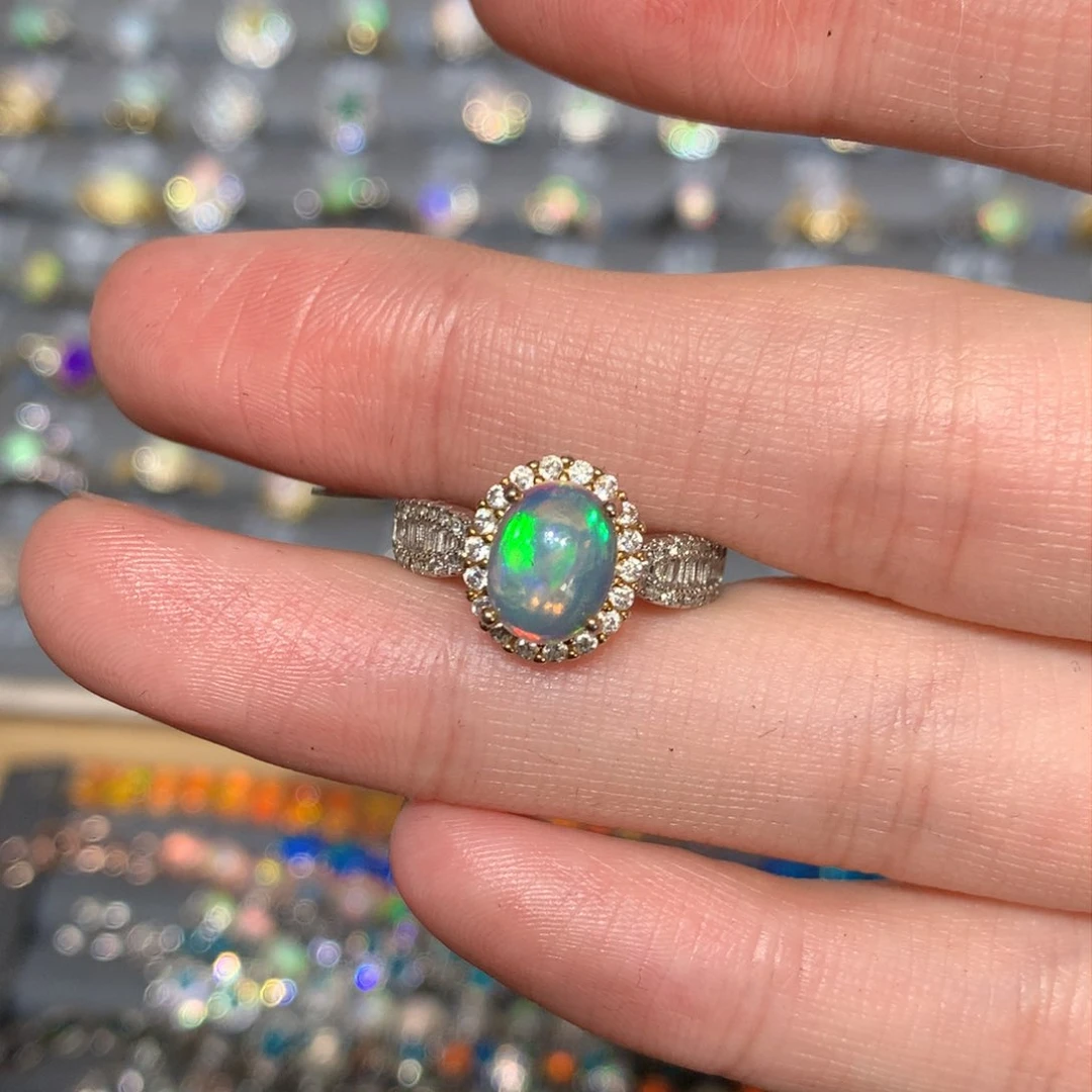 银S925镶嵌欧泊戒指t