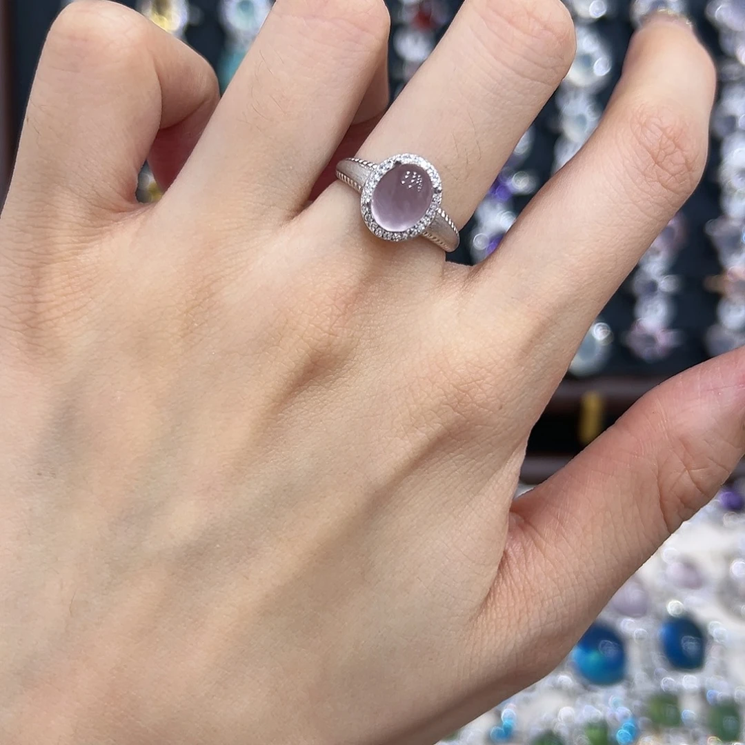 戒指萤石银S925镶嵌