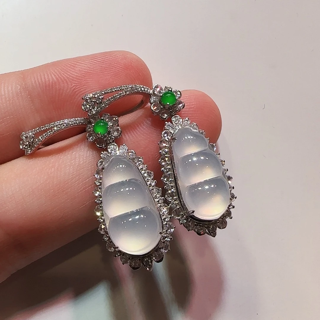 翡翠18K金镶嵌耳饰耳坠