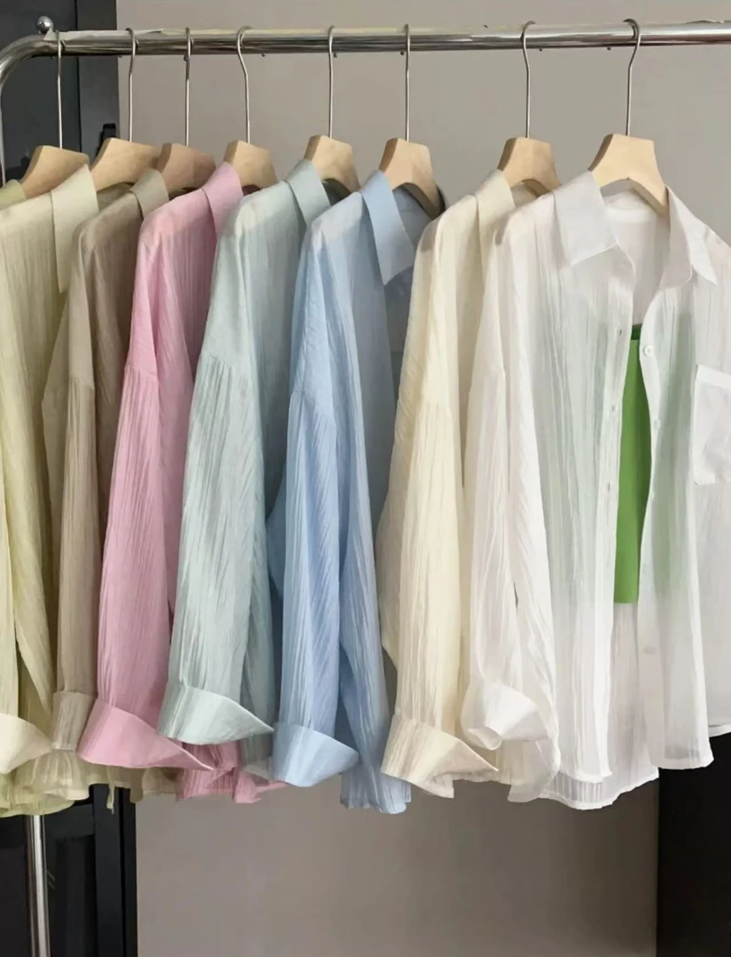 肌理感薄款长袖防晒衣女款衬衣休闲夏季时尚衬衫外套显瘦版律动