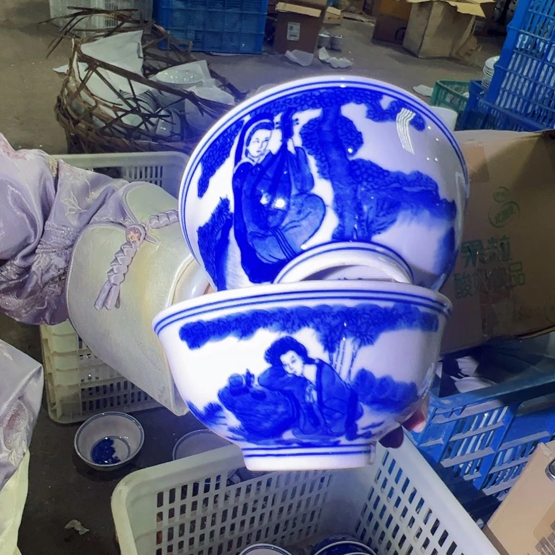 摆件景德镇红xixi5寸四大美女碗2个