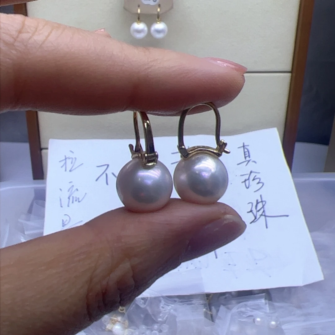 淡水珍珠耳饰银S925镶嵌