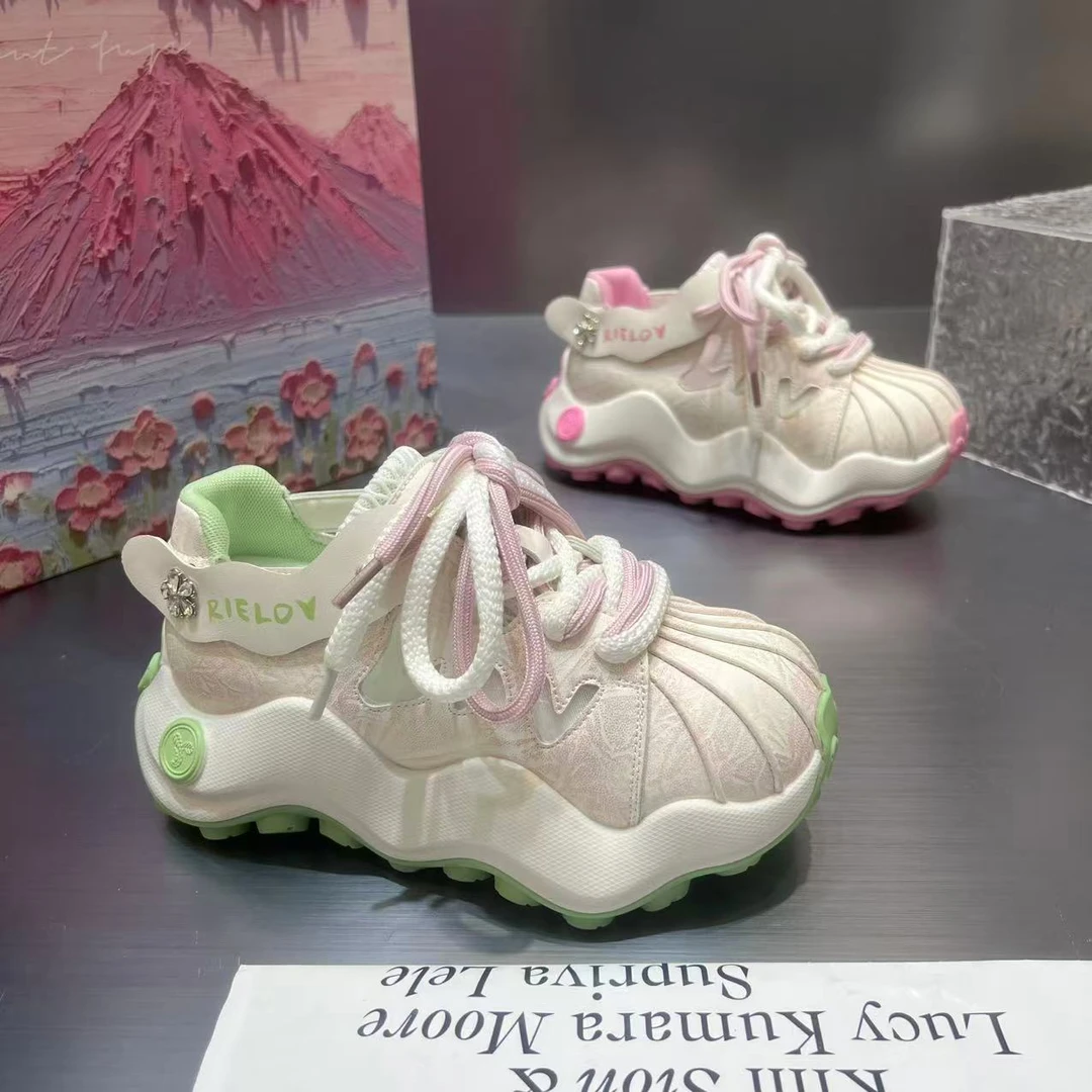 【五】欧洲站松糕百搭贝壳头厚底小白鞋女2025夏季新款大头增高女鞋