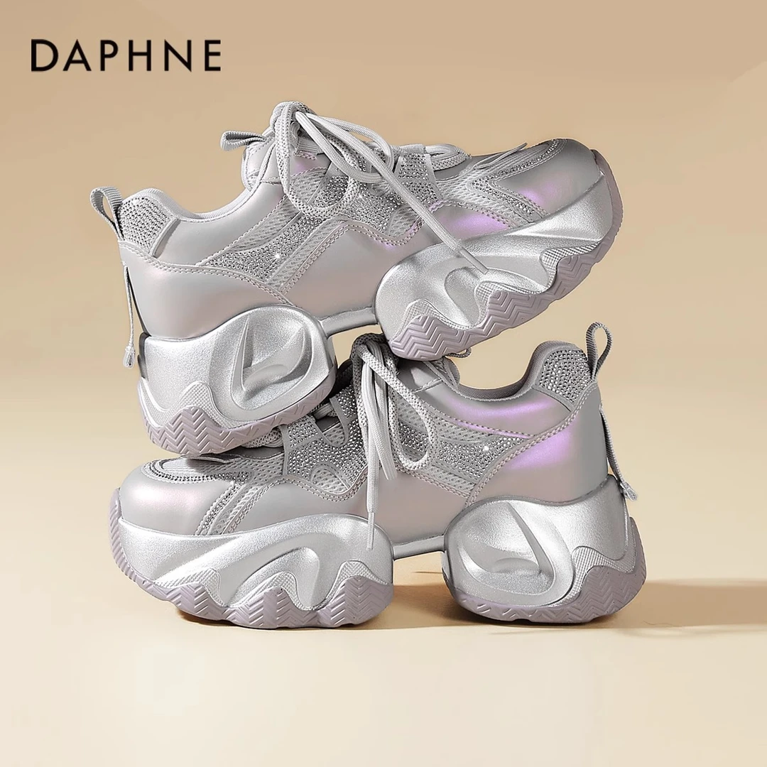 达芙妮老爹鞋女款2025夏季新款厚底小个子增高百搭网面透气运动鞋